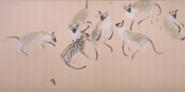 戯画女郎蜘蛛とねこ