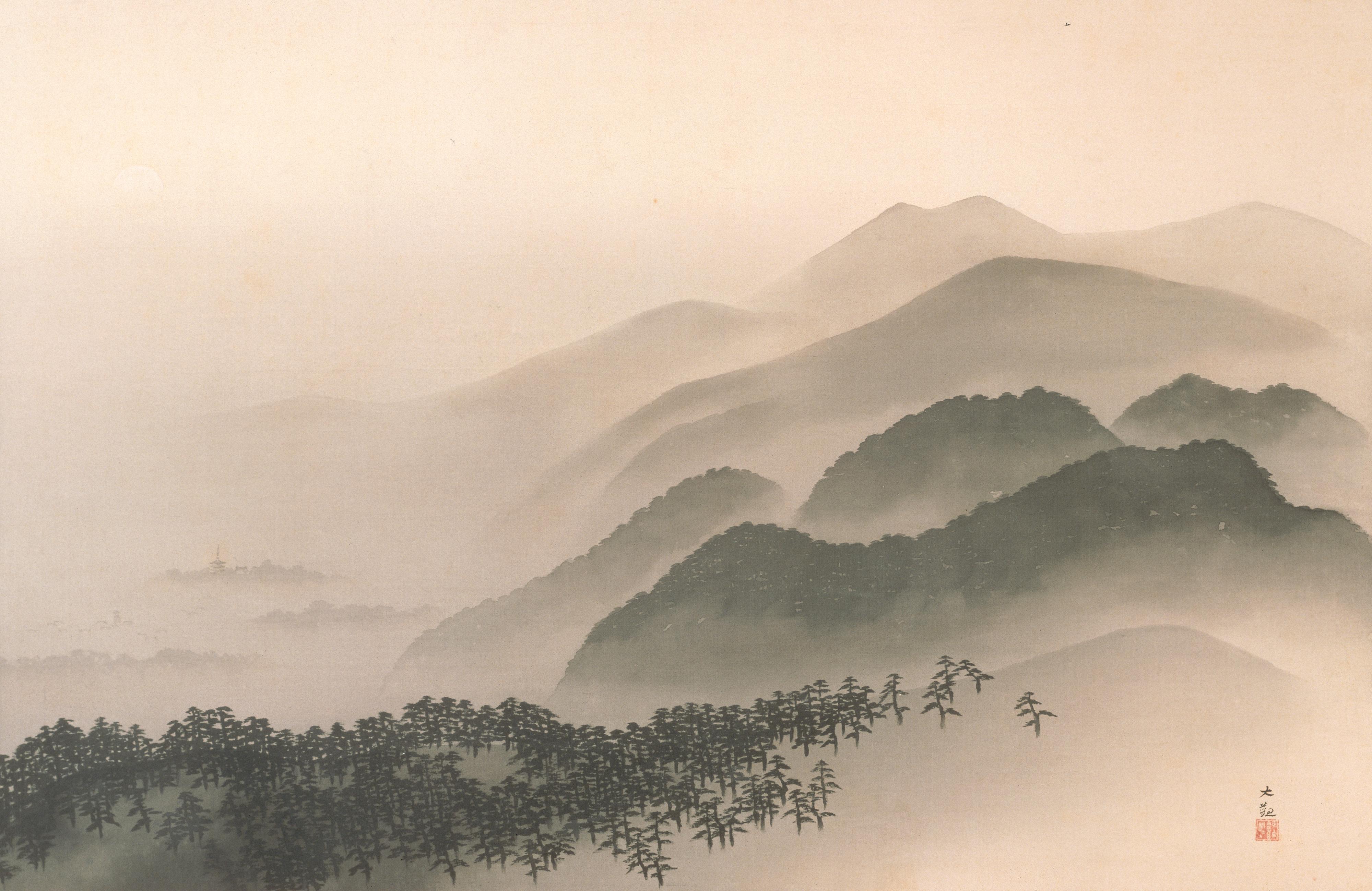 横山大観の「月満山」