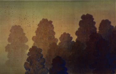 菱田春草「夕の森」明治41年(1908)